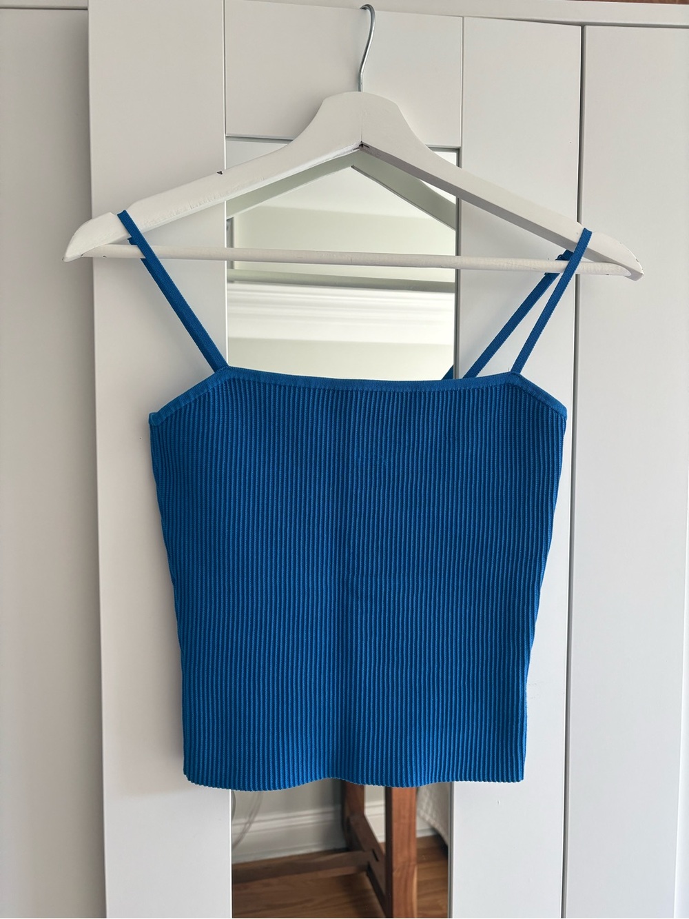 Aritzia Babaton Sculpt Knit Blue Camisole